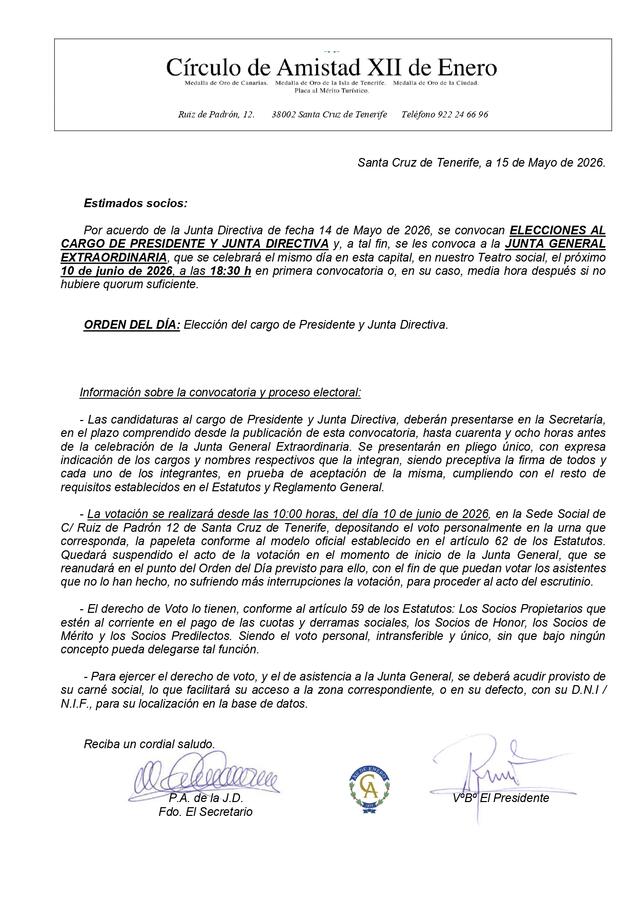 Cartel Junta General